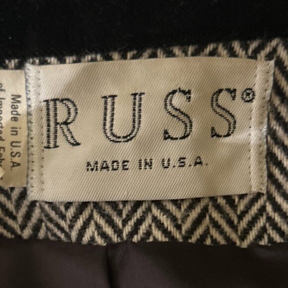Russ Vintage SZ 12 Black herringbone 2 pc.suit office interview timeless 80's - Picture 10 of 15